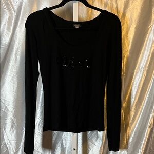 Versace Black Sequin Long Sleeve Blouse